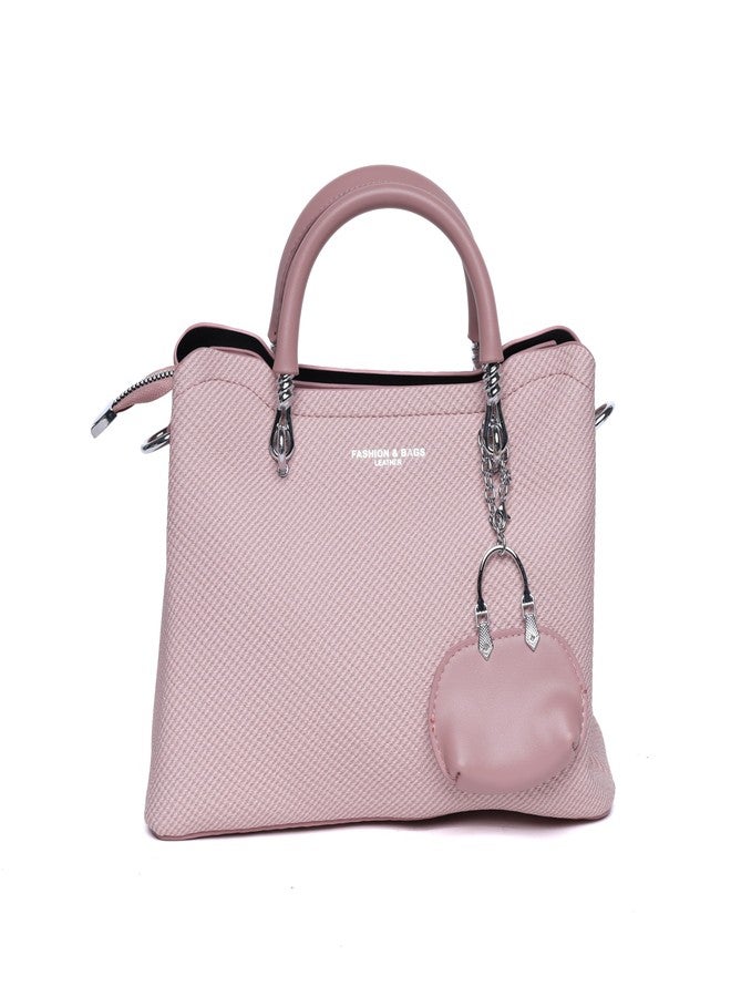 SANTORINI Small Satchel Bag for women | 3 Compartment with Sling strap | Structured Small sized Handbag for women (Pink) - Image 1